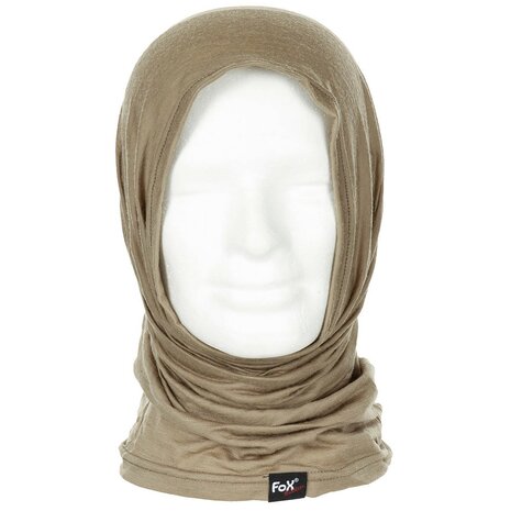 Fox outdoor Neck Gaiter, "Merino Lite", coyote tan