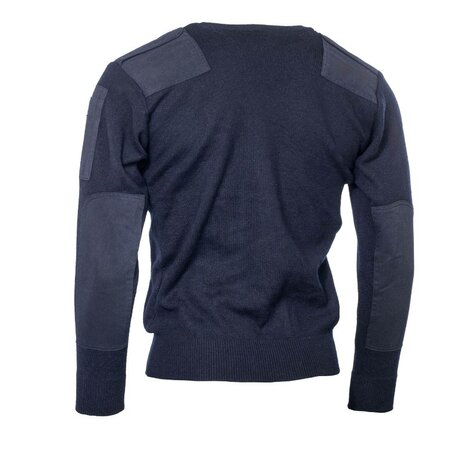 Niederländische Feuerwehr Kommandopullover aus 100% Wolle mit Rundhalsausschnitt, dunkelblau
