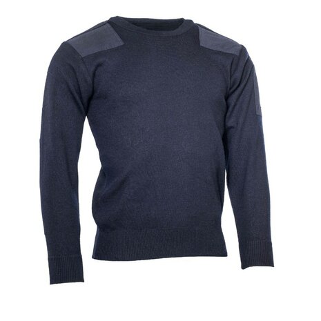 Niederländische Feuerwehr Kommandopullover aus 100% Wolle mit Rundhalsausschnitt, dunkelblau