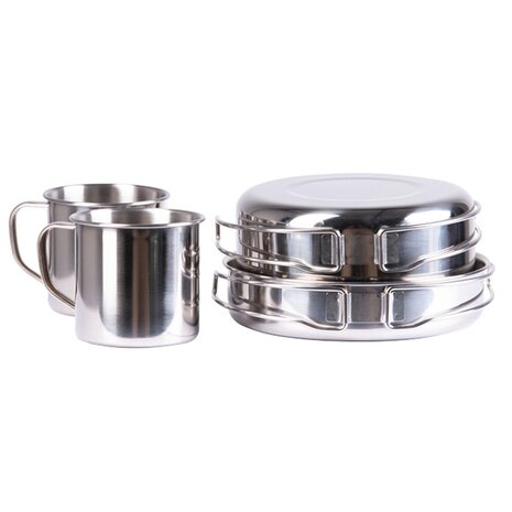 Mil-Tec mess kit / kookset, roestvrij staal, 8-delig