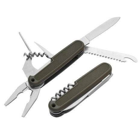 Multitool-Taschenmesser grün mit Etui, mit Zange