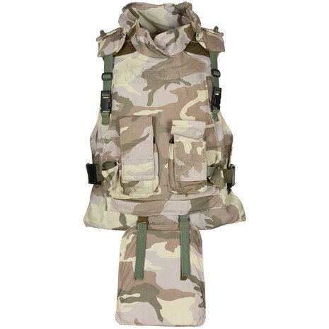 Italiaanse AP95 body armour vest, met kevlar soft en hard armour fillers, full kit, Desert DPM