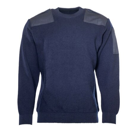 Pull commando de la marine néerlandaise en laine avec col rond, bleu