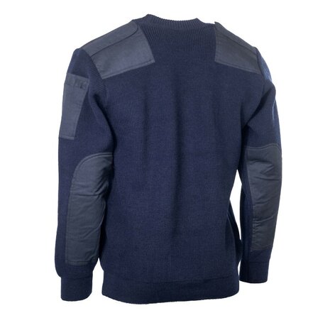Pull commando de la marine néerlandaise en laine avec col rond, bleu