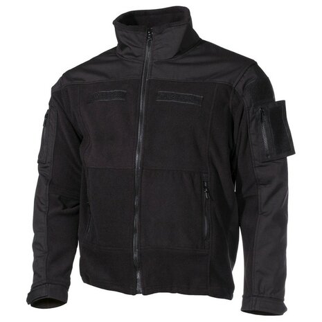 MFH Fleecejas "Combat", Rip stop, zwart