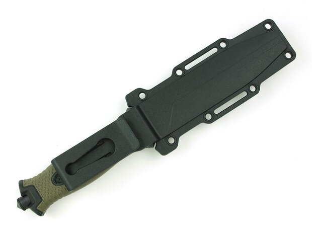 X-Treme Tactical Rescue couteau de terrain avec lame de scie et étui en plastique, noir/vert