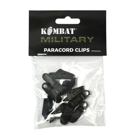 Kombat tactical paracord bevestigingsclips voor zeil/doek/tarp, set 10 stuks, zwart