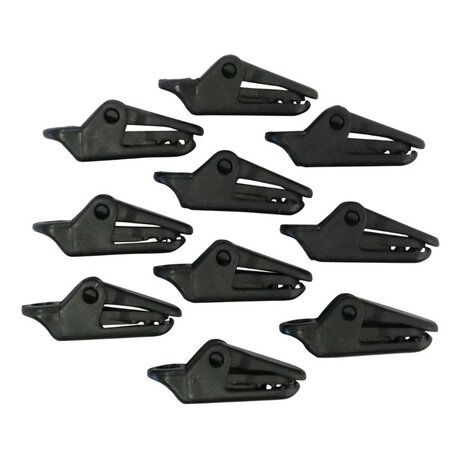Kombat tactical paracord bevestigingsclips voor zeil/doek/tarp, set 10 stuks, zwart