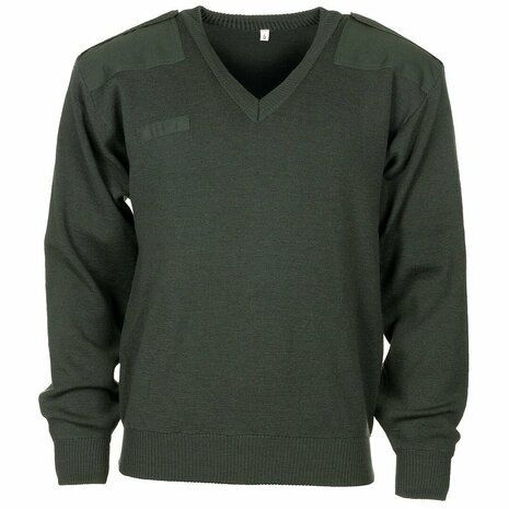 Dutch military police commando sweater wool/acrylic with v-neck, OD green