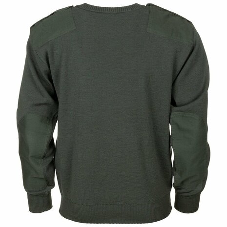 Dutch military police commando sweater wool/acrylic with v-neck, OD green