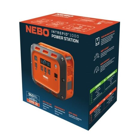 Nebo Intrepid 1000 draagbare stroomgroep USB / 12V / 240V aansluitingen, 960 Wh