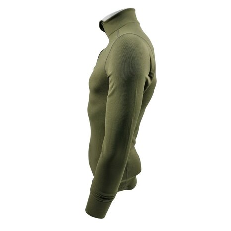 Thermolite thermische longsleeve onderhemd met col en rits, Base layer, olijfgroen