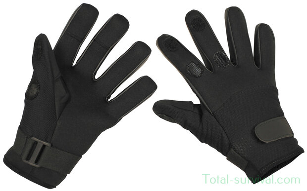 MFH Tactical Neoprene Gloves, Mesh, black