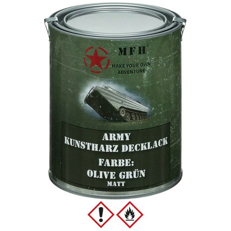 MFH blik leger vernis 1L matte kleur, RAL9021 olijfgroen