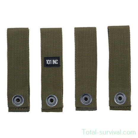 101 Inc MOLLE strap hook + loop 4 pcs, legergroen