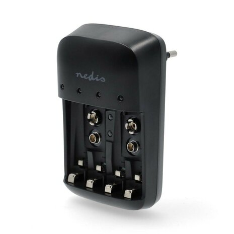 Nedis NiMH Batterijlader AA / AAA / E-Blok (9V), zwart