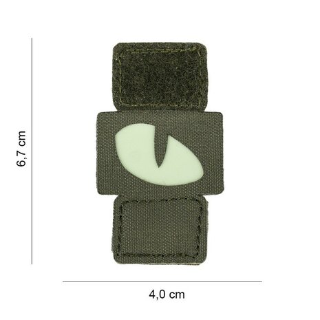 101 Inc Laser Cut Embleem stof Cat Eye legergroen, 24 x 40 mm, GID Fluorescerend reflecterend