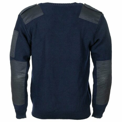 Dutch military police commando sweater wool/acrylic with v-neck, blue