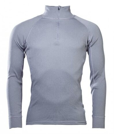 Thermowave thermische longsleeve onderhemd met col en rits, Silverplus Antimicrobieel, Grijs