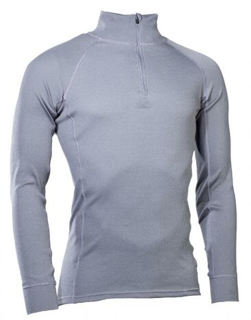 Thermowave thermische longsleeve onderhemd met col en rits, Silverplus Antimicrobieel, Grijs