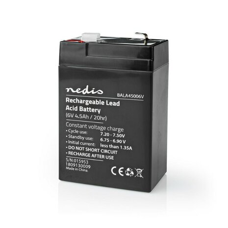Nedis oplaadbare loodaccu 6V 4500 mAh