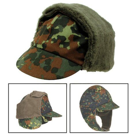 German Bundeswehr Wintercap lined, flecktarn