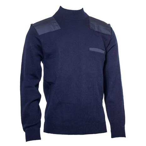 KL marine commando trui wol/acryl met col, marineblauw