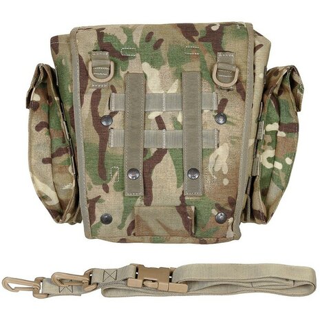 British Army Molle Field Pack Gasmaskentasche mit Seitentaschen, Schulter- und Beingurt, MTP Multicam