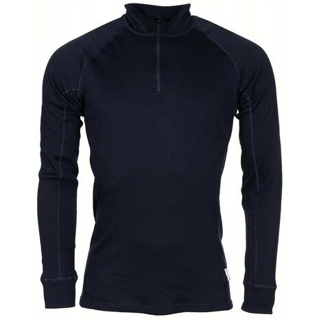 Thermowave thermal long sleeve undershirt with turtleneck and zipper, Silverplus Antimicrobial, Navy blue