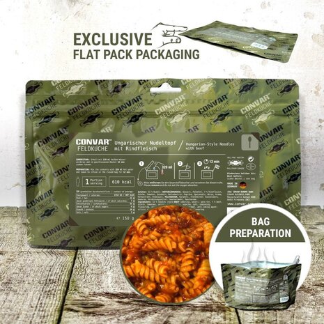Convar Feldk&uuml;che Convar Ungarischer Nudeltopf mit Rindfleisch (1 Portion) 150 Gramm
