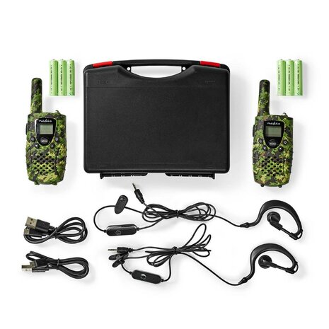 Nedis TK0810 PTT/VOX Walkie-Talkie Set inkl. Headsets, bis zu 8 km, Digital Woodland