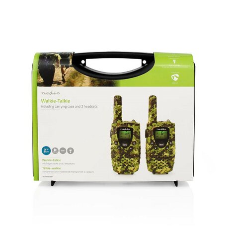 Nedis TK0810 PTT/VOX Walkie-Talkie Set inkl. Headsets, bis zu 8 km, Digital Woodland