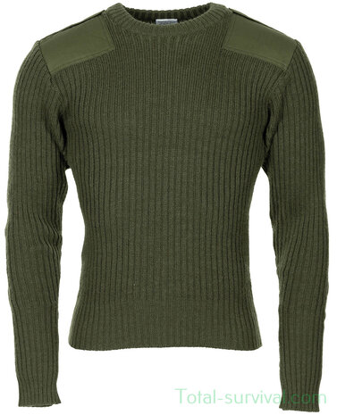 Pull commando arm&eacute;e britannique en laine, vert olive
