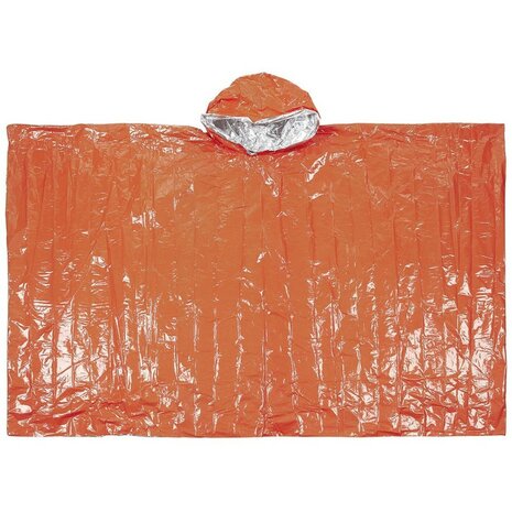 Fox outdoor poncho d'urgence orange avec rev&ecirc;tement en aluminium