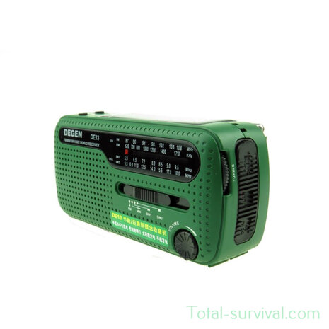 Degen - DE13 noodradio / wereldradio AM/FM/SW met ingebouwde zaklamp en accupack