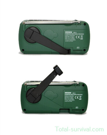 Degen - DE13 noodradio / wereldradio AM/FM/SW met ingebouwde zaklamp en accupack