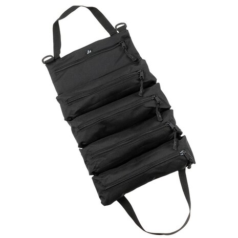 Sac utilitaire MFH Bushcraft enroulable, 5 compartiments, noir