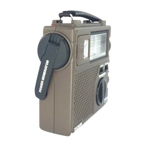 Tecsun Mehrband-Weltradio / Notfallradio AM/FM/SW mit LED-Lampe und Batterie, Kurbelmechanismus, Laub gr&uuml;n