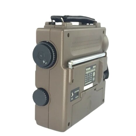 Tecsun Mehrband-Weltradio / Notfallradio AM/FM/SW mit LED-Lampe und Batterie, Kurbelmechanismus, Laub gr&uuml;n