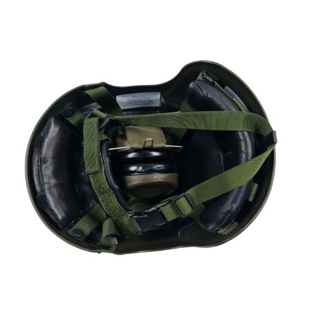 Casque de protection de l'arm&eacute;e britannique avec protection auditive Peltor, vert olive