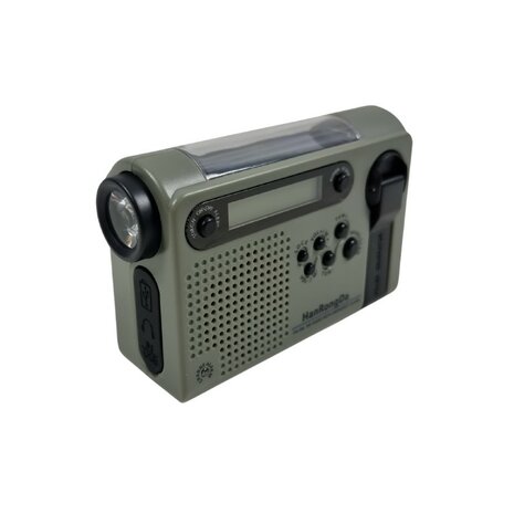 Hanrongda HRD-900 multiband world radio / emergency radio AM/FM/SW, wind-up, Foliage green