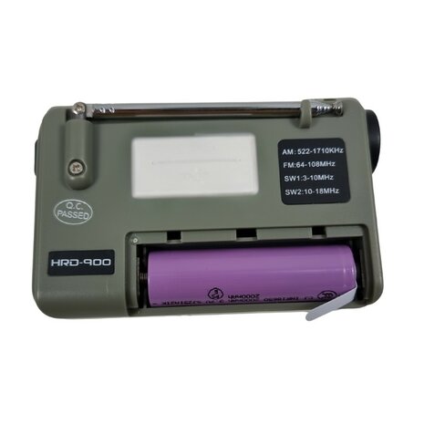Hanrongda HRD-900 multiband world radio / emergency radio AM/FM/SW, wind-up, Foliage green