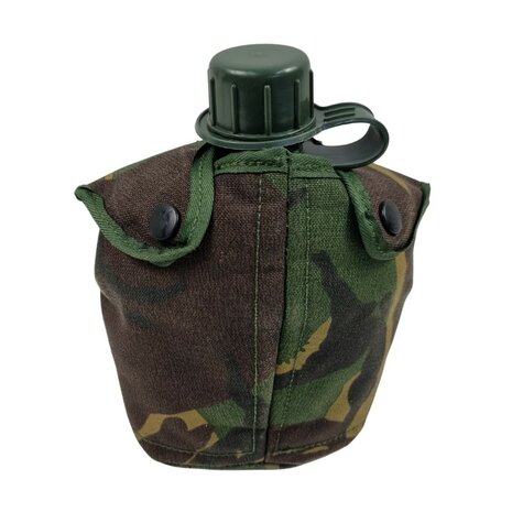Dutch Army 1QT green water bottle with pouch, Alice clips, woodland DPM