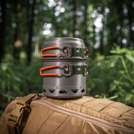 M-Tac ensemble de cuisson pour br&ucirc;leur, 2 pi&egrave;ces, casserole/po&ecirc;le, aluminium anodis&eacute;