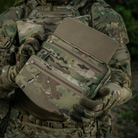 M-Tac Unterbauchschutz f&uuml;r ballistische Eins&auml;tze mit Molle Tasche, Multicam