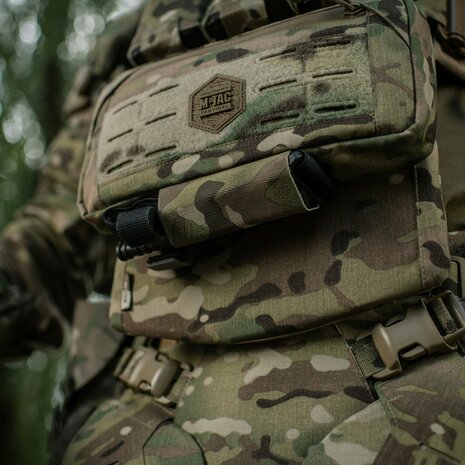 M-Tac Unterbauchschutz f&uuml;r ballistische Eins&auml;tze mit Molle Tasche, Multicam