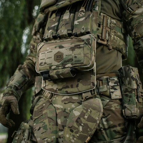 M-Tac Unterbauchschutz f&uuml;r ballistische Eins&auml;tze mit Molle Tasche, Multicam