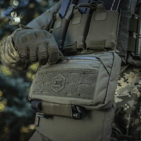 M-Tac Unterbauchschutz f&uuml;r ballistische Eins&auml;tze mit Molle Tasche, Ranger gr&uuml;n