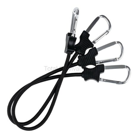 Fosco corde &eacute;lastique 60 cm avec mousquetons, 2 pi&egrave;ces, noir