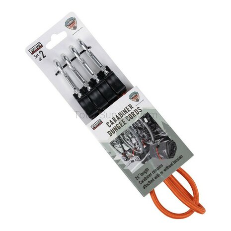 Fosco corde &eacute;lastique 60 cm avec mousquetons, 2 pi&egrave;ces, orange